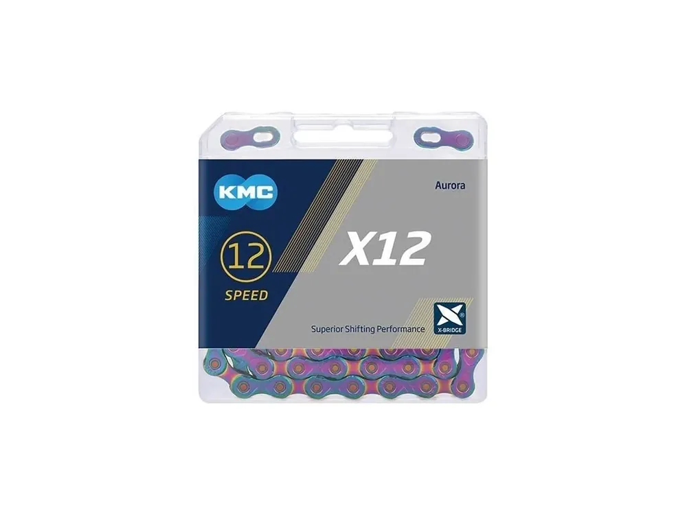 Jen Po Omezenou Doba řetěz KMC X-12 Aurora 126 článků box (rainbow)