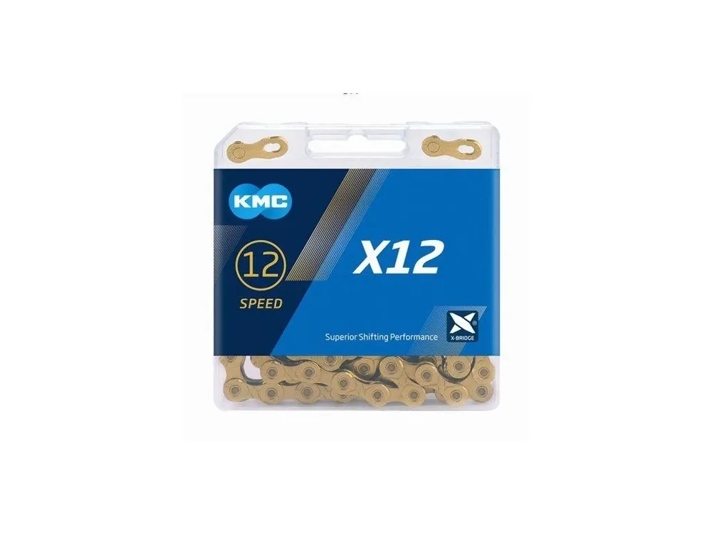 Zlevněný řetěz KMC X-12 gold 126 článků box