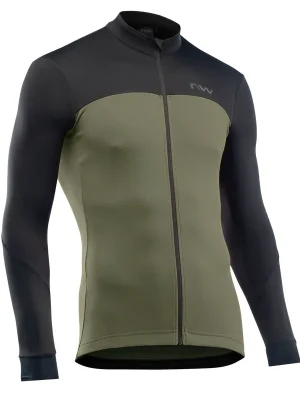 Northwave Force 2 Jersey Ls Full Zip, Black/Forest Green Zlevněný