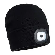 Čepice se světlem PORTWEST Rechargeable Twin LED Beanie B028 - black Poslední Šance