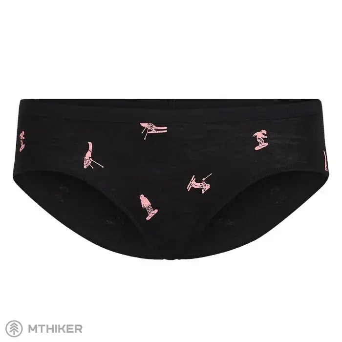 Zlevněný icebreaker Merino 150 Siren Hipkini Ski Day dámské kalhotky, black/acid pink/aop