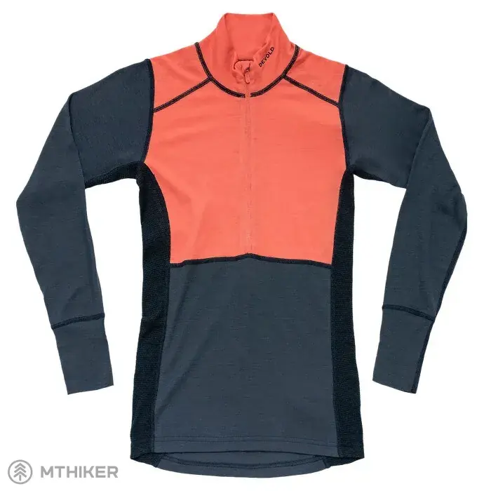 Devold Lauparen Merino 190 Zip Neck dámské tričko, coral/night/ink Nová Kolekce