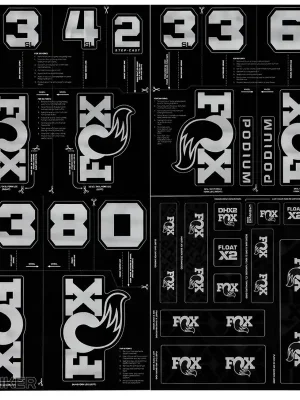 Časově Omezené FOX Custom Fork and Shock Kit 2027 sada nálepek pro vidlici a tlumič, stříbrná