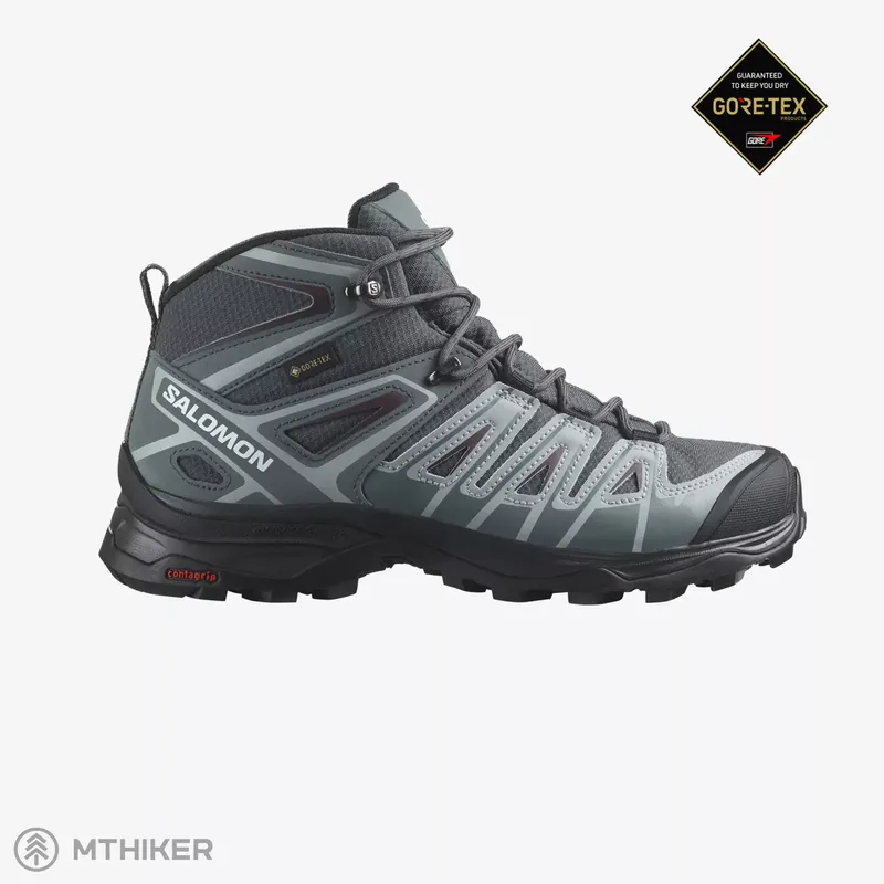 Zlevněný Salomon X ULTRA PIONEER MID GTX dámské boty, ebony/stormy weather/wine tasting