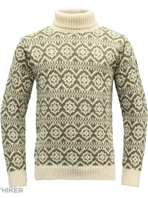 Devold HODDEVIK WOOL svetr, offwhite/olive Akce