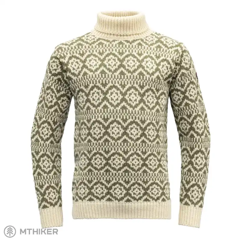 Devold HODDEVIK WOOL svetr, offwhite/olive Akce