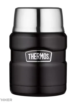 Expresní Doručení Thermos Termoska na jídlo se šálkem a skládací lžící, 470 ml, matná černá