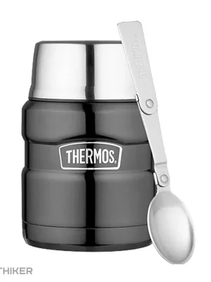 Sezónní Sleva Thermos Termoska na jídlo se šálkem a skládací lžící, 470 ml, metalicky šedá