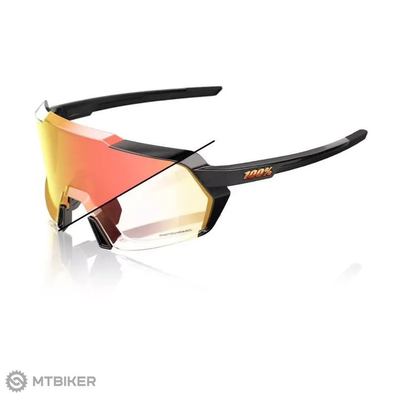 Cenově Výhodný 100% KORBIN brýle, gloss metallic black/orange flash mirror photochromic