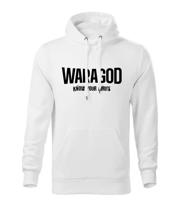 WARAGOD pánská mikina s kapucí "Know Your Limits", bílá 300g/m2 Aktuální