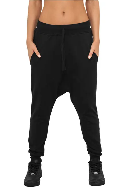 Urban Classics Dámské Light Fleece Sarouel tepláky, černé Víkendová Akce