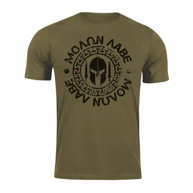 DRAGOWA krátké tričko Molon Labe, olivová 160g/m2 Autentický