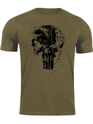 Must-Have DRAGOWA krátké tričko Frank the Punisher, olivová 160g/m2