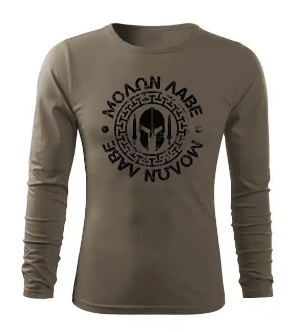 Aktuální DRAGOWA Fit-T tričko s dlouhým rukávem Molon Labe, olivová 160g/m2
