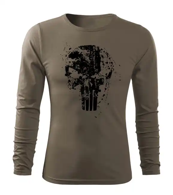DRAGOWA Fit-T tričko s dlouhým rukávem Frank The Punisher, olivová 160g/m2 Autentický
