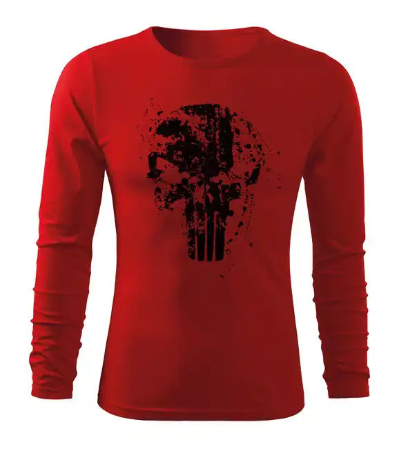 Autentický DRAGOWA Fit-T tričko s dlouhým rukávem Frank The Punisher, červená 160g / m2