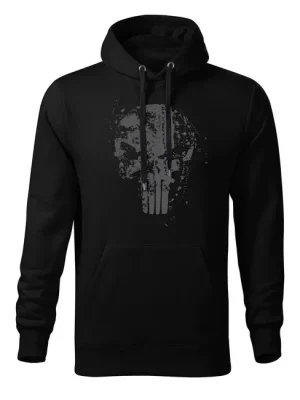 DRAGOWA pánská mikina s kapucí Frank The Punisher, černá 320g / m2 Omezená Nabídka