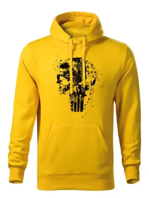 Odeslání Ihned DRAGOWA pánská mikina s kapucí Frank The Punisher, žlutá 320g / m2