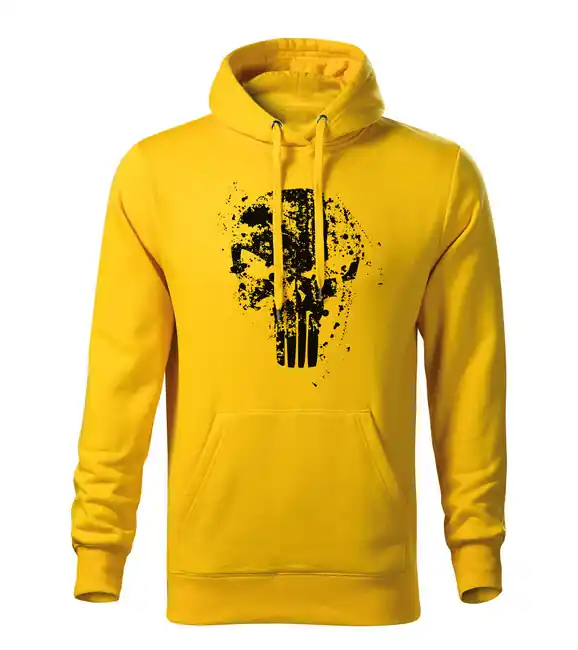 Odeslání Ihned DRAGOWA pánská mikina s kapucí Frank The Punisher, žlutá 320g / m2