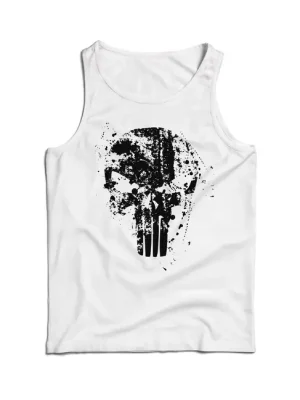 Přímo Od Výrobce DRAGOWA pánské tílko Frank The Punisher, bílá 160g/m2
