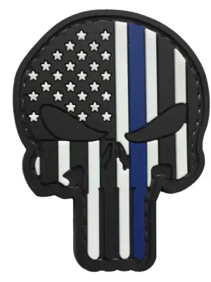 WARAGOD Nášivka 3D US Patriot Punisher blue line 7.5x5cm Rychlé Dodání
