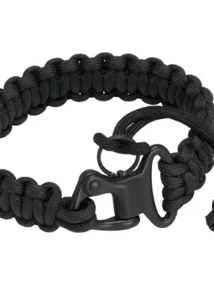 Nová Kolekce BlackField paracord náramek s karabinou, černý