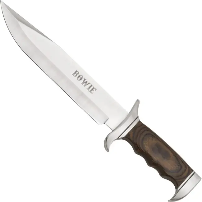 Nůž Bowie s dřevěnou rukojetí a koženým pouzdrem Autentický