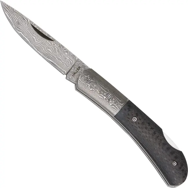 Nůž pro přežití Haller Damast s damaškovou ocelí Damast-Tame Carbonfibergriff Cenová Bomba