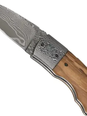 Top Prodej Haller Damast Survival nůž s damaškovou ocelí Damast- Olivenhol