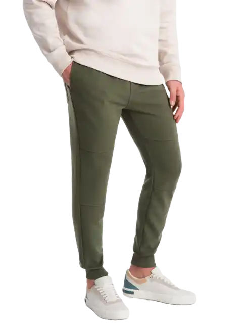 Ombre Pánské Jogger tepláky V3, olivová Přímo Od Výrobce