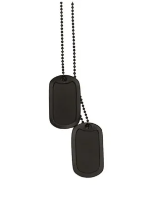 Značkový Mil-Tec Dog-Tags psí štítky černý s řetízkem a tlumičem