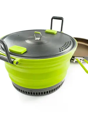 Dokud Zásoby Vydrží Sada teflonové pánve a skládacího hrnce GSI Outdoors. Escape HS 3L hrnec + pánev 3 l, zelená