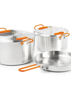 Omezená Nabídka GSI Outdoors Sada hrnců a pánví z nerezové oceli 3 + 5 l