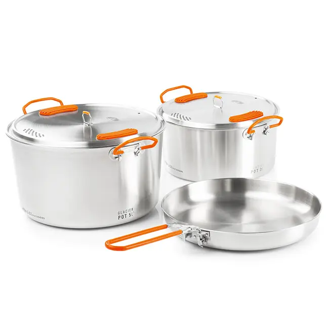 Omezená Nabídka GSI Outdoors Sada hrnců a pánví z nerezové oceli 3 + 5 l