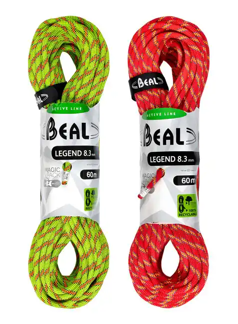Akční Nabídka BEAL lezecké lano Legend 8,3 mm 2 × 60 m, zelené / růžové