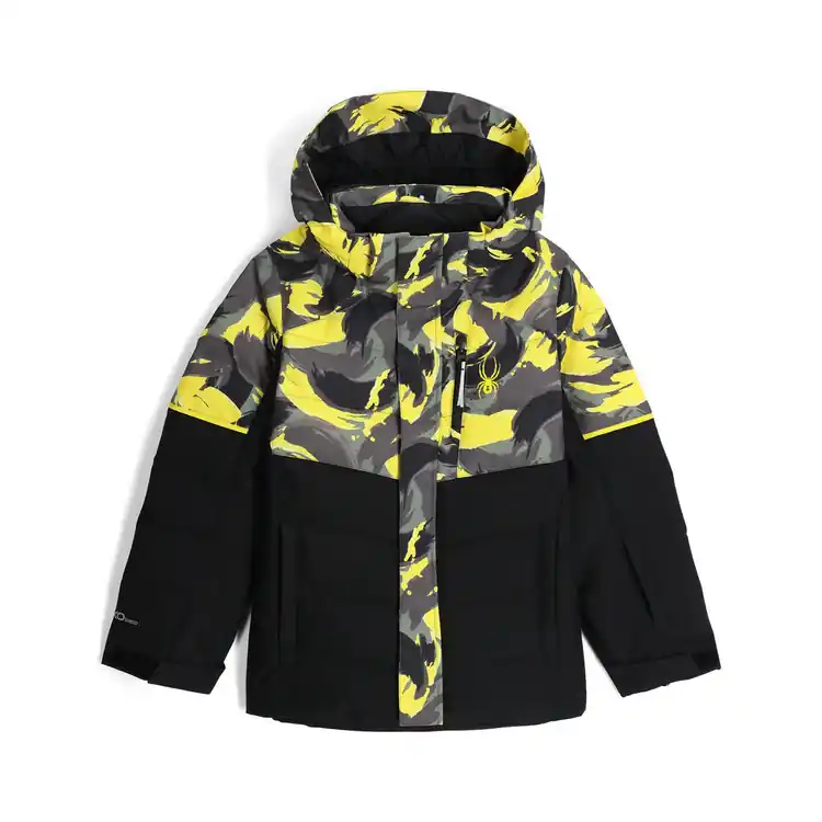 Lyžařská bunda Spyder Boy Impulse Synthetic Down Jakcet Camouflage Acid Yellow Omezená Nabídka