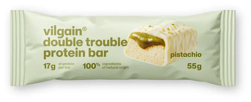 Vilgain Double Trouble Protein Bar - Pistácie 55 g Nejlepší Cena
